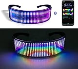 Lixada Einzigartige LED-Gläser, LED Brille BT APP Steuerung für Party | DIY Flashing Emotions Sonnenbrille für Männer Frauen Kinder | USB wiederaufladb