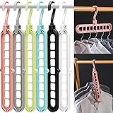 Kleiderbügel,Bügel Organizer,Platzsparende 6 Stück Magic Kleiderschrank Organizer und Lagerung,9 Löchern Kleiderschrank Bügel für Anzug Hosen Rock