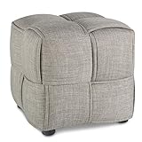 Homestyle4u 1926, Hocker Sitzhocker Grau Polster, Sitzwürfel Polsterhocker Würfelhock