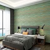 M-CH Tapete tapeten Nicht Selbstklebende Tapeten 3D-Wasser-Kräuselung Schall Deerskin Samttapete Non-Woven Geeignet for Schlafzimmer Wohnzimmer Sofa TV Hintergrund Wand-Papier (Color : Green)