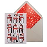 NIQUEA.D Weihnachtskarte, Pinguine und Katze, inkl. Weihnachtsstimmung und passendem Umschlag (NXB-0028)