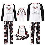 YULONGESS Weihnachtspyjama Familie Set Christmas Pyjama Set Weihnachtsfeste Schlafanzugoberteile und Eine Klassische Karierte Pyjamahose Nachtwäsche für Vater Mutter Junge Mädchen Geschw