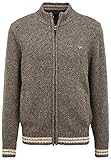 FYNCH-HATTON Herren Strickpullover Melange Cardigan College - aus Premium Merino-Alpaka-Mix - Grobstrick Cardigan Pullover Rundhalsausschnitt Unifarben in Donegal-Optik