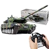 RC Panzer, Ferngesteuerter Militärpanzer Deutscher Leopard 2A6 mit Schussfunktion, 1:16 Panzer mit Rauch&Sound -2,4Ghz -V6.0 (Metall Hohe Version)