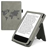 kwmobile Flip Hülle kompatibel mit Pocketbook Touch Lux 4/Lux 5/Touch HD 3/Color (2020) - Handschlaufe - Cover Travel Umriss G