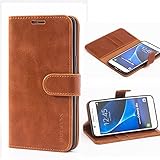 Mulbess Handyhülle für Samsung Galaxy J5 2016 Hülle, Leder Flip Case Schutzhülle für Samsung Galaxy J5 2016 Duos Tasche, Cognac B