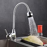 Spültischarmaturen Moderne Spülbeckenmischbatterie Zwei-Funktions-Spray-Modus und Stream-Modus 360-Grad-Schwenkauslauf Massives Messinggehäuse für Store Home Kitchen Bar H