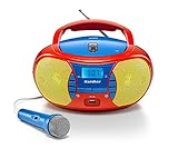 Karcher RR 5026 tragbares CD Radio - bunte Kinder-Boombox mit CD-Player, UKW Radio, USB & Mikrofon - Batterie/Netzbetrieb