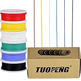 22 AWG Elektronik kabel set verzinnter Kupferdraht Kit 0,32mm² Flexibler Litzen Silikon Leitungen Draht(6 verschiedene farbige 26 Feet Spulen)