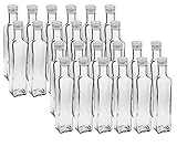 24 leere Glasflaschen'Mara' 500ml incl. Schraubverschluss Silber Saftflasche Likörflaschen Schnapsflaschen Ölflaschen Flaschen Wasserflasche aus Glas zum selbst befü