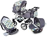 GaGaDumi Urbano Kombikinderwagen Kinderwagen Babyschale 3in 1 System Autositz (U1-Owls)