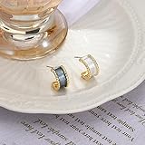 lifang Exquisite Retro-Eleganz, weiß-blaue Blumen-Ohrringe, Ohrclips in zwei Farb