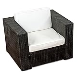 XINRO® (1er Premium Lounge Sessel - Lounge Sofa Gartenmöbel günstig Loungesofa Polyrattan XXL Rattan Sessel - In/Outdoor - handgeflochten - mit Kissen - schw