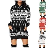 TWIOIOVE Sexy Weihnachtskostüm Frauen Pullikleid Minikleid Lässig Weihnachten Druck Xmas Jumpers Cocktailkleid Weich Atmungsaktiv Slim Fit Weihnachts Kostü