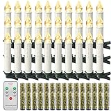 Froadp LED Flammenlose Baumkerzen Warmweiß Mini Weihnachtskerzen Batteriebetriebene Kerzen Satz Christbaumkerzen mit Fernbedienung Kabellos und Clips (30er Pack)