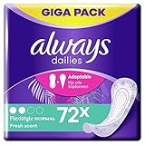 Always Dailies Slipeinlagen Damen Flexistyle Fresh Normal (72 Binden) Giga Pack, mit dezentem Duft, passend für alle Slip