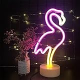 LED-Flamingo Neonzeichen Flamingo Neonlichter LED-Neonlicht-Zeichen mit Halter Base Batterie/USB betriebene Licht-Zeichen-Nachttisch-Lampen Neonzeichen für Home Party-Dek