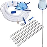 Reinigungsset Pool Wartungsset Zubehör Set 8 tlg. | Reinigungsbürste | Oberflächenkescher | Beckenbürste | Handbürste | Teleskopstange | Schwimmschlauch | Pooltester mit Tabletten |