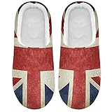 Linomo Jahrgang UK Flagge Union Jack Englisch England Hausschuhe für Unisex Damen Männer Hausschuhe Wärme Drinnen Hausschuhe Schlafzimmer S