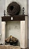 Kaminumrandung Dekokamin Antik Weiß/Braun Shabby Vintage Kaminsims fertig