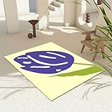 FACWAWF Blume Super Weicher Indoor-Schlafzimmer Großer Teppich Heimtextilien Kinderzimmer Flauschiger Teppich Waschbar Rutschfester Wohnzimmerteppich Flur Fußmatte 60x180