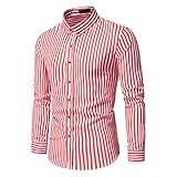 KBUY Herren Hemden Herren-Hemd Slim-Fit Herrenhemden Langarm-Hemden Männer Freizeit-Hemd Business Herren Hemd Langarm Slim Fit Vertikale Streifen Langarmhemd Freizeit Business Party Shirt für M