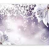 murando Fototapete selbstklebend Blumen 343x256 cm Tapete Wandtapete Klebefolie Dekorfolie Tapetenfolie Wand Dekoration Wandaufkleber Wohnzimmer Lilien Lila Abstrakt Ornament Bokeh b-A-0012