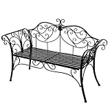 YP Gartenbank 2-Sitzer Parkbank Sitzbank， Metall,134 * 50 * 89 cm (Schwarz)