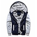 XWLY Fleecejacke Herren Urban Mode Farbabstimmung Mit Kapuze Männer Baseballkleidung Herbst Winter Fleecefutter Herren Longsleeve Outdoor Warm Herren Winterjack