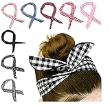 HBselect 8 Stück biegbares Haarband Bunny Ohr binden Bow Stirnband Twist Bow Wired Stirnbänder aus Baumwolle mit Polka Punkt oder Streifen für D