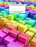 Composition Book Rainbow Cubes 200 sheets/400 pages/7.44 x 9.69 in. Wide Ruled/: Blank Writing Notebook | Lined Page Book Soft Cover | Plain Journal | ... Ruled Composition Notebook - Education S