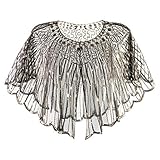 carol -1 Damen Glitzer Gatsby 1920 Umschlagtücher Wickelt Pailletten Perlen Abend Schal Stola Flapper Kostüm Bolero, Frauen der 1920er Jahre Hochzeit Wrap Braut Schal Gatsby Abend Bolero Flapper Cap