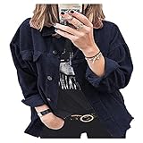 KXZD T-Shirt Damen Einfarbig Bluse Knopfleiste Oberteile Revers Tunika Langarm Tops Elegant Hemd Casual Lockere Longshirt Damen Bluse Elegant Cord Hemd Jacke Langarm Casual Oberteile S