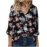 Damen Blumendruck Blusenshirt Große Größen T-Shirt Basic Beiläufig Top Oversized Rundhals Casual Hemd Lose Freizeittop