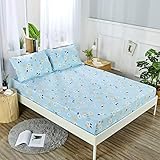 HAIBA Premium Textiles Exclusive Spannbettlaken Spannbetttuch Bettlaken,Blau,4PCS: 180x200+30