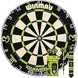 Winmau MvG Diamond Edition Michael Van Gerwen Bristle Dart Board Dartscheibe & MvG Ambition Black Brass Steeldart 22 g GOKarli Flights Starterpack