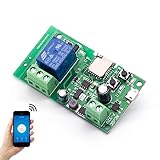 EACHEN Smart Wifi Schalter Relais Inching/selbstverriegelung Schaltermodul DIY Smart Home Garagentor Fernbedienung DC 5-32V AC90-260V Ewelink-App Kompatibel mit Alexa Google Zuhause Nest IFTTT (DC1)