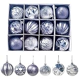 12 Stück/Set mit Weihnachtskugeln, Glitzerkugeln, Ornament, Baumschmuck, Christbaumschmuck, Weihnachtsfeier, hängende Anhänger, Stil 4–12 Stück, C