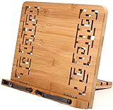 Yomiro Einstellbar Kochbuchhalter Holz, Buchständer Schule, Zeitungshalter Wand, Tischnotenständer, Buchständer Kinder, Tablet Halter, Fünf Winkeleinstellung