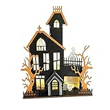 Halloween-Dekoration, Holz-Spukhaus, Halloween-Tischdekoration, LED-Lampe, leuchtende Ornamente, Party, Abendessen, leuchtende Geister, Elfen, Heimdekoration, Nachtlicht, Geschenk