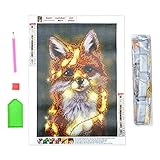 Cosswe 5D Diamant Painting Bilder, DIY Diamant Malerei Kits mit Werkzuege, Diamant Painting Klein Tier Fuchs Strass Stickerei für Haus, Wand Und Eingang Dekorationen (30 x 40 cm)