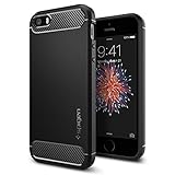 Spigen Rugged Armor Hülle Kompatibel mit iPhone SE, iPhone 5s und iPhone 5 -Schw