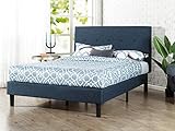 Zinus Omkaram Gepolstertertes Plattformbett mit Knopfdetails in Navy / Plattform-Betten/ Keine Boxspring erforderlich/Navy/ Schnelle, einfache Montage/ 140 x 200 x 35