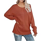 Pulli Damenkleidung Herbst Winter Sweater Tops Casual Lose Pullover Oberteile Solide O-Ausschnitt Jumper T-Shirts Bluse Tops Damenmode Langarmshirt Sweater Hemdbluse Lässige Lang Ärmel Sw