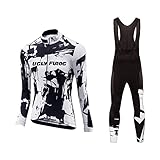 UGLY FROG Radtrikot Damen Set Fahrradbekleidung Winter, Warmes Thermovlies Fahrradtrikot Langarm und Radhose mit 20D + Lange Radlerhose Mehrere Stile zur Ausw