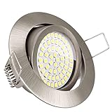 LED Einbaustrahler Ultraflach 5 Watt Edelstahl-Optik schwenkbar 230V Rund warmweiß Deckenstrahler Spot Deckenspot 1714-SN