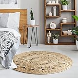 Luxor Living Teppich Balo aus 95% Jute und 5% Baumwolle, Farbe:Natur, Größe:Ø 80