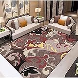 Kunsen Teppich Balkon Teppich klein Rechteckiger Schlafzimmerteppich braun rot schmutzabweisend und maschinenwaschbar esszimmer deko deko esszimmer 160X200CM 5ft 3' X6ft 6.7'