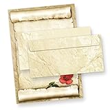 TATMOTIVE ROTE ROSE Briefpapier-Set (25 Sets) A4 Papier beidseitig + Umschläge Geschenkidee F