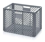 Auer Eurobehälter durchbrochen EO 64/42 Bäckerkiste 60x40x42cm Eurobox 85 Liter Lager- und Transportbox stapelbar Lebensmittelkorb Gemüsekiste Cateringkiste aus lebensmittelechten PE-HD